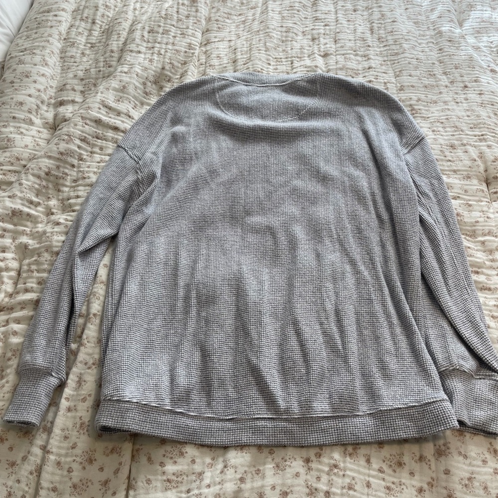 aerie Navy blue and white Waffle Crewneck Sweater - Picture 4 of 7